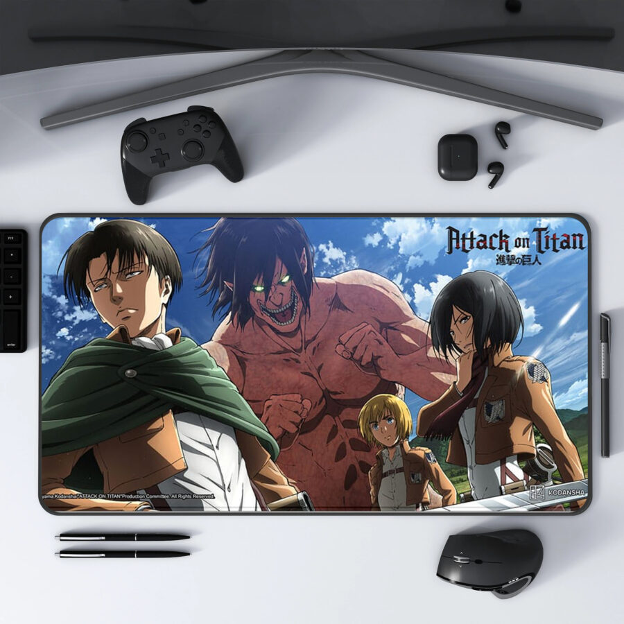 Attack on Titan XXL Mouse pad Eren, Mikasa, Armin, Levi 80 x 40 cm